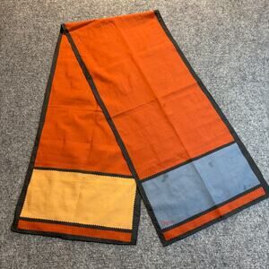 Vintage Vera MCM Silk Scarf Orange Gray Geometric Color Block Square Wrap 52x11